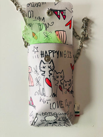 PORTACELLULARE IN ECOPELLE "HAPPYNESS" GREY