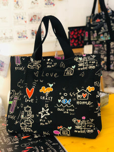 BORSA CANVAS COTONIERO 58X50cm. MAXI BLACK